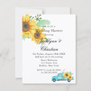 Invitation Wedding shower de camion Vintage de tournesol jaun