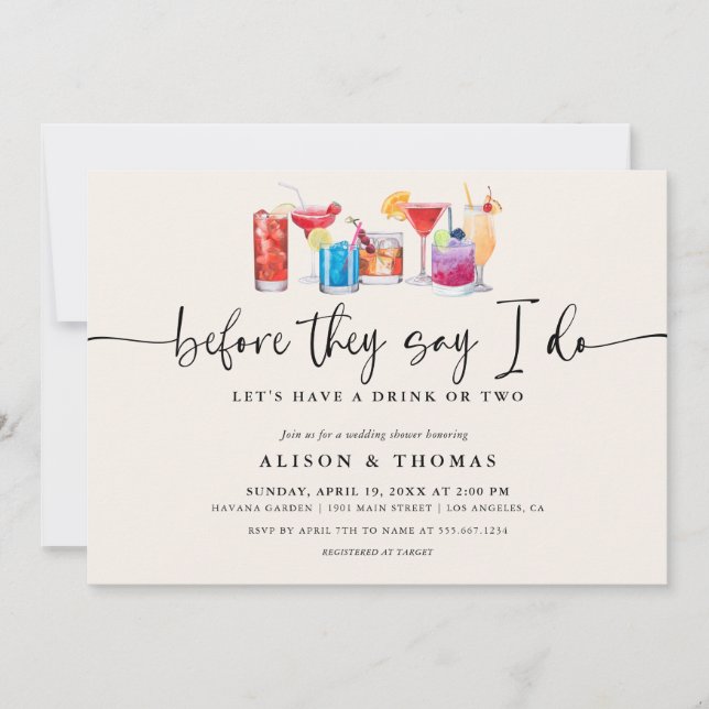 Invitation Wedding shower de cocktails | Partie d'engagement (Devant)