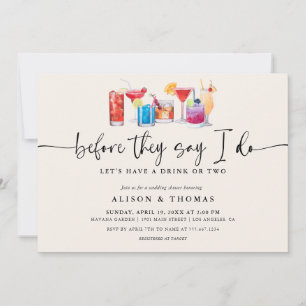 Invitation Wedding shower de cocktails   Partie d'engagement
