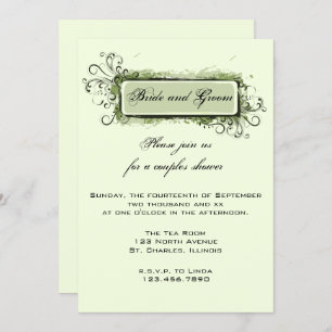 Invitation Wedding shower de Couples Abstraits verts