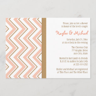 Invitation Wedding shower de couples de Chevron de corail et