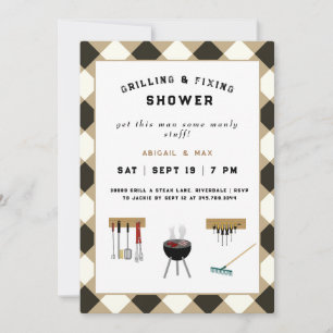 Invitation Wedding shower de couples de grillage et de fixati