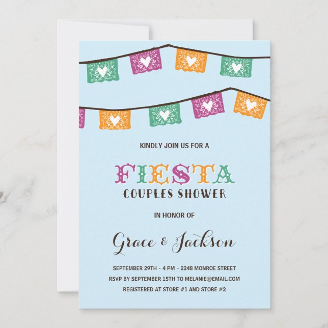 Invitation Wedding shower de couples de la fiesta | (Devant)
