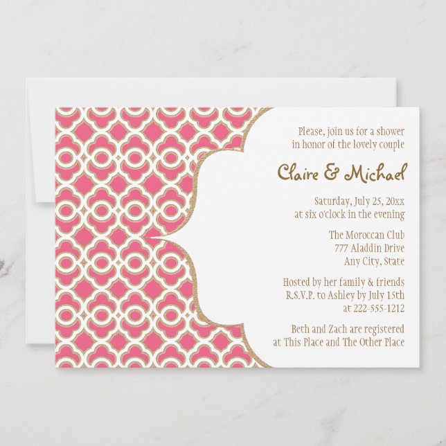 Invitation Wedding shower de couples de roses indien et de (Devant)