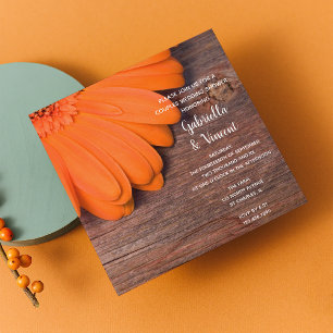 Invitation Wedding shower de couples en bois d'Orange Daisy e