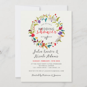 Invitation Wedding shower de couronne de Fleur sauvage de boi