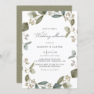 Invitation Wedding shower de couronnes d'Eucalyptus à aquarel