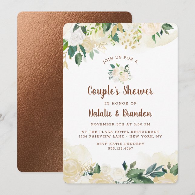Invitation Wedding shower de Farmhouse Fresh Rustic Couple (Devant / Derrière)