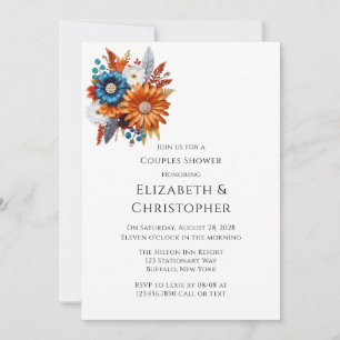 Invitation Wedding shower de fleurs séquencées d'automne