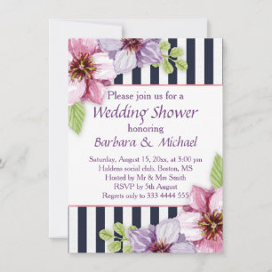 Invitation Wedding shower de fleurs violettes de couleur d'ea