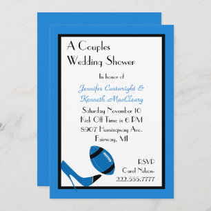 Invitation Wedding shower de football Blue & Black