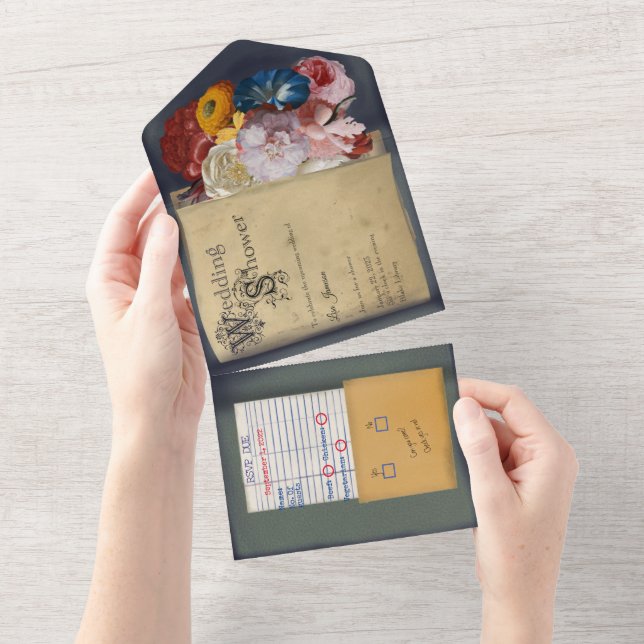 Invitation Wedding shower de livres de bibliothèqu (Déchirure)