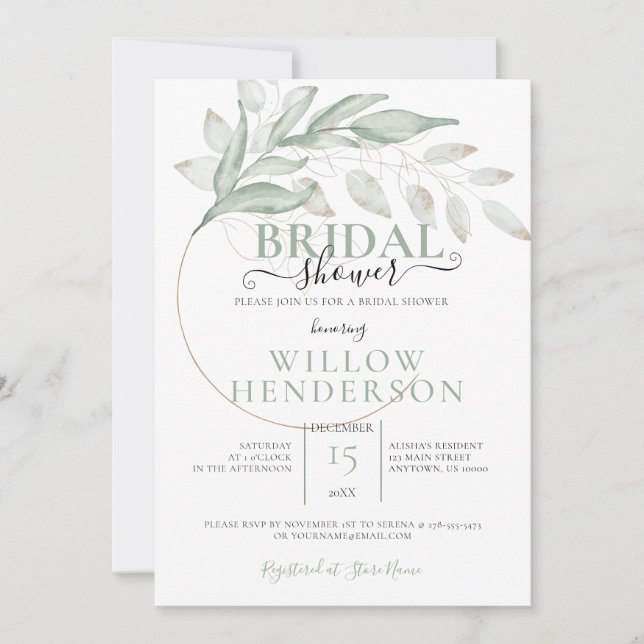 Invitation Wedding shower de Muted Moss Green (Devant)