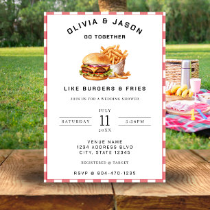 Invitation Wedding shower de pique-nique Burgers & Fries