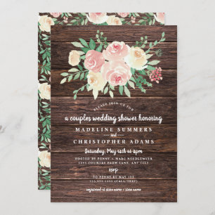 Invitation wedding shower de Rustic Wood Blush Floral