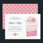 Invitation Wedding shower de tranche de gâteau rose d'aquarel<br><div class="desc">Famille d'Invitations et amis à votre événement avec cette invitation à wedding shower floral personnalisable. Il présente l'aquarelle illustration de gâteau rose ombre avec des fleurs. Cette invitation à gâteau floral est parfaite pour les mariages du printemps. Personnalisez cette invitation en ajoutant la date, l'heure, le nom, le lieu, l'adresse...</div>