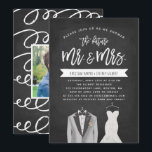 Invitation Wedding shower de Tux et Couples Robe<br><div class="desc">Tux et habiller Couples Wedding shower Invitation avec photo sur le dos.</div>