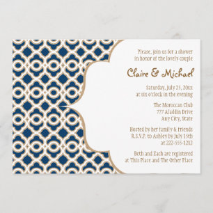 Invitation Wedding shower des couples marocains bleu et or Na