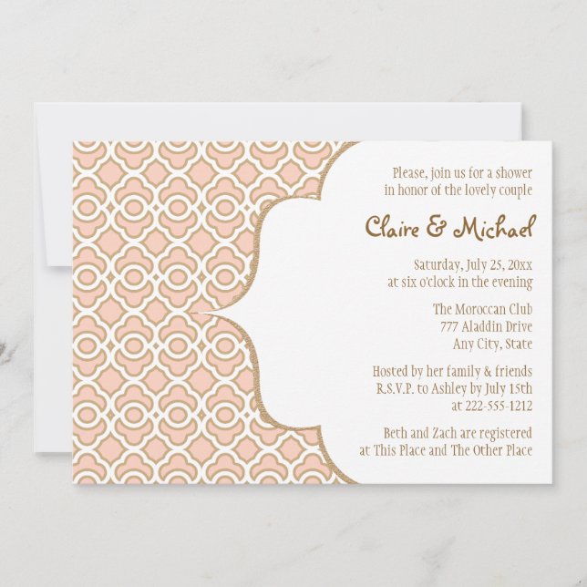 Invitation Wedding shower des Couples marocains Gold de PInk (Devant)