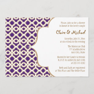 Invitation Wedding shower des couples marocains mauves et dor