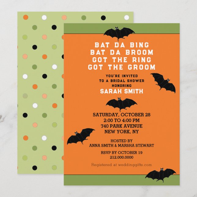 Invitation Wedding shower d'Halloween (Devant / Derrière)