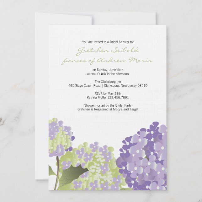 Invitation Wedding shower d'Hydrangea (Devant)