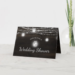 Invitation Wedding shower du couple de bois foncé rustique Oa