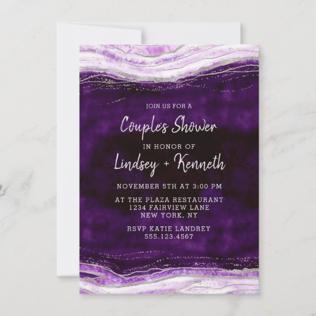 Invitation Wedding shower du couple de tranchées de géode Amé (Devant)