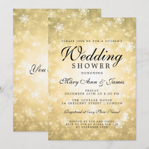 Invitation Wedding shower du couple Gold Winter Wonderland