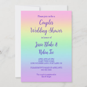 Invitation Wedding shower du Pastel Rainbow Couple