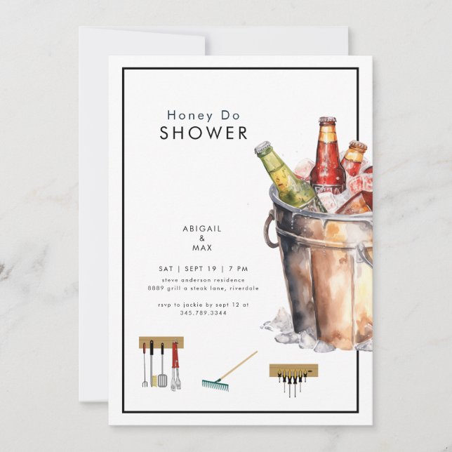 Invitation Wedding shower du seau de miel de bière Do Couples (Devant)