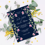 Invitation Wedding shower en fleur d'Hibiscus rose bleu marin<br><div class="desc">Découvrez une élégance intemporelle et des designs enchanteurs dans notre collection de faire-part de mariage exquise. Chaque carte est un chef-d'oeuvre,  magnifiquement conçu pour capturer l'essence de votre journée spéciale.</div>