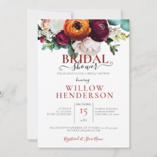 Invitation Wedding shower floral de automne coloré