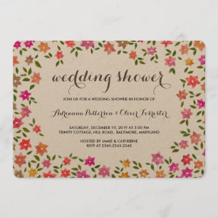 Invitation Wedding shower floral rustique de guirlande