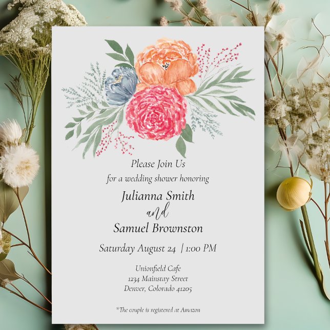Invitation Wedding shower florale d'aquarelle mode (Créateur téléchargé)