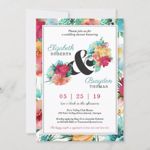 Invitation Wedding shower florale, Tropical