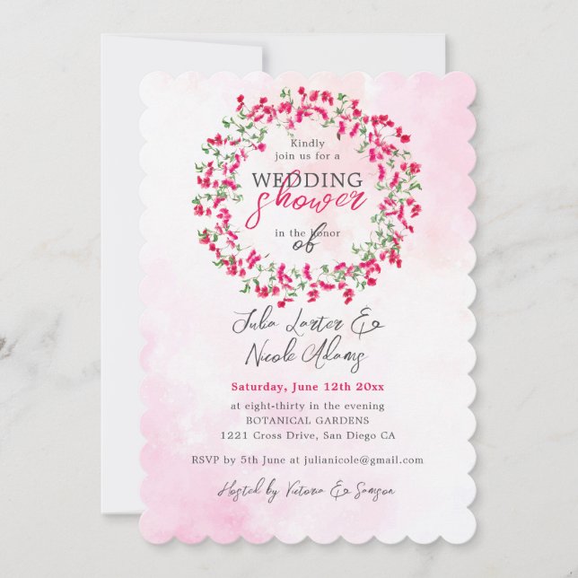 Invitation Wedding shower forestier tropical des Bougainvilli (Devant)