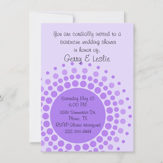 Invitation Wedding shower Fun Purple Dots (Devant)
