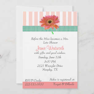 Invitation Wedding shower Gerber Daisy