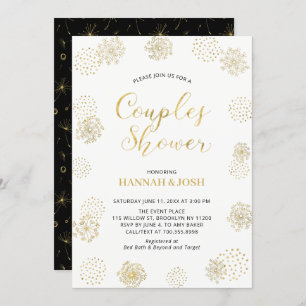 Invitation Wedding shower Gold & Black Modern Design Couples