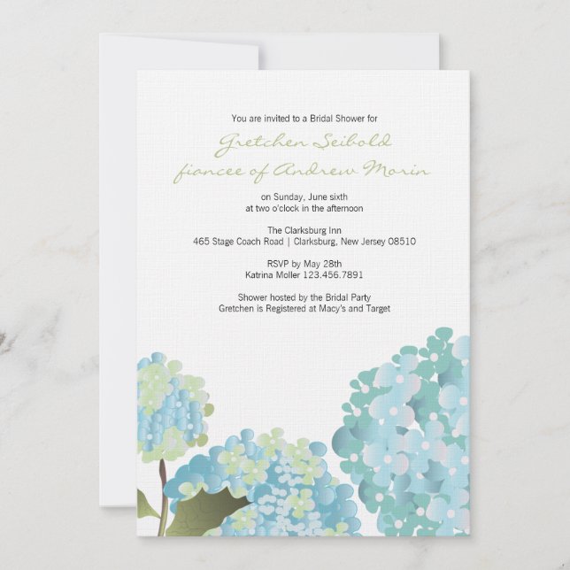 Invitation Wedding shower Hydrangea (Devant)