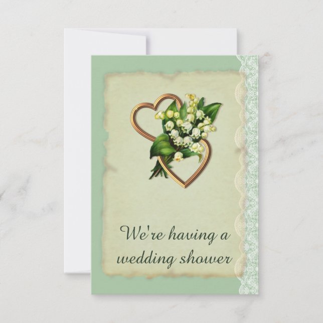 Invitation Wedding shower, Lily of the Valley Gold Hearts (Devant)