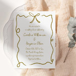 Invitation Wedding shower manuscrit manuscrit Bow Border<br><div class="desc">Célébrez dans le style avec cette élégante invitation à la douche de mariage, avec une bordure en or dessinée à la main et l'arc sur un arrière - plan blanc propre. La police de script délicate et le cadre artistique créent un design sophistiqué mais ludique, parfait pour les couples qui...</div>