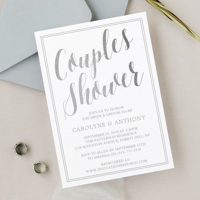 Invitation Wedding shower moderne à effet d'huile d'argent Co (Créateur téléchargé)