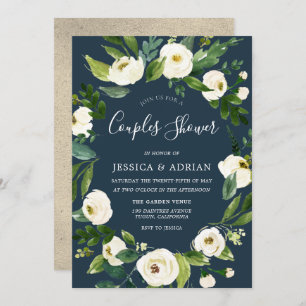 Invitation Wedding shower moderne de fleurs blanch