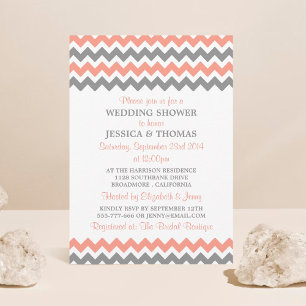 Invitation Wedding shower moderne rose et gris Chevron