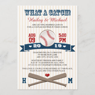 Invitation Wedding shower Monogramme Couples De Baseball