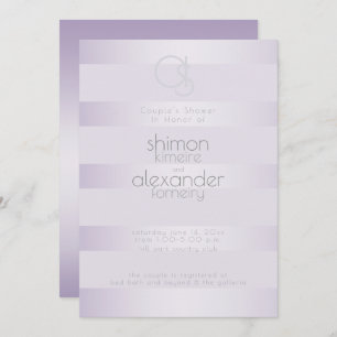 Invitation Wedding shower   Monogramme Lilac Shimmer Stripes