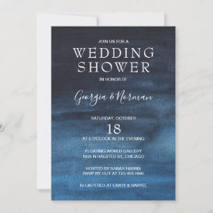 Invitation Wedding shower Moody Dark Navy Couples Bleus