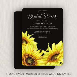 Invitation Wedding shower noir de tournesol écossais